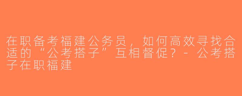 在职备考福建公务员，如何高效寻找合适的“公考搭子”互相督促？-公考搭子在职福建