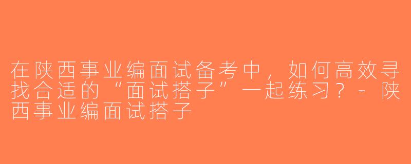 在陕西事业编面试备考中，如何高效寻找合适的“面试搭子”一起练习？-陕西事业编面试搭子