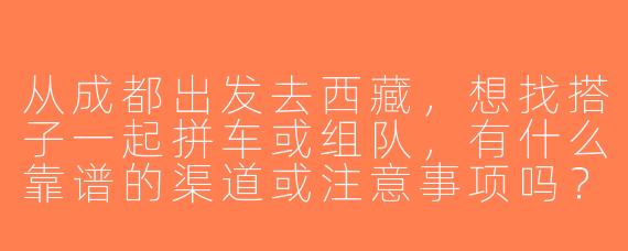 从成都出发去西藏，想找搭子一起拼车或组队，有什么靠谱的渠道或注意事项吗？