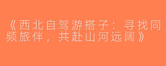 《西北自驾游搭子：寻找同频旅伴，共赴山河远阔》
