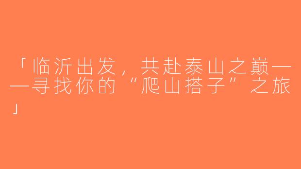 「临沂出发，共赴泰山之巅——寻找你的“爬山搭子”之旅」