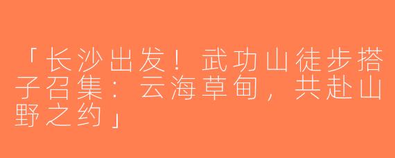 「长沙出发！武功山徒步搭子召集：云海草甸，共赴山野之约」
