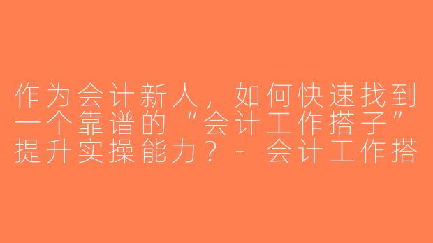作为会计新人，如何快速找到一个靠谱的“会计工作搭子”提升实操能力？-会计工作搭子