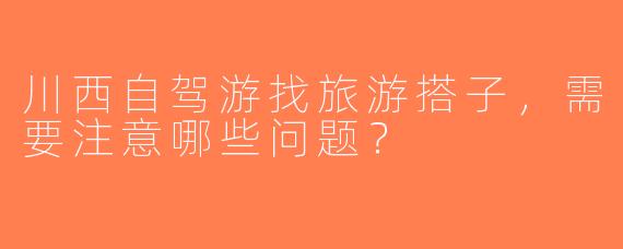 川西自驾游找旅游搭子，需要注意哪些问题？