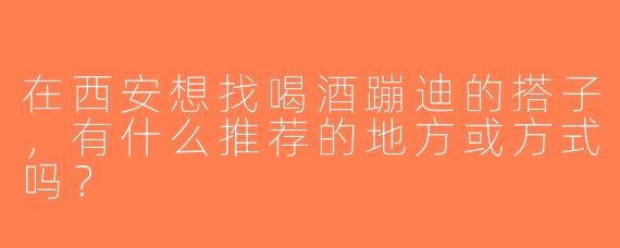 在西安想找喝酒蹦迪的搭子，有什么推荐的地方或方式吗？