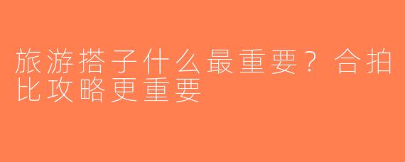 旅游搭子什么最重要？合拍比攻略更重要