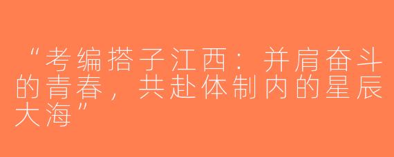 “考编搭子江西：并肩奋斗的青春，共赴体制内的星辰大海”