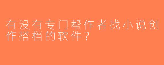 有没有专门帮作者找小说创作搭档的软件？