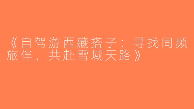 《自驾游西藏搭子：寻找同频旅伴，共赴雪域天路》