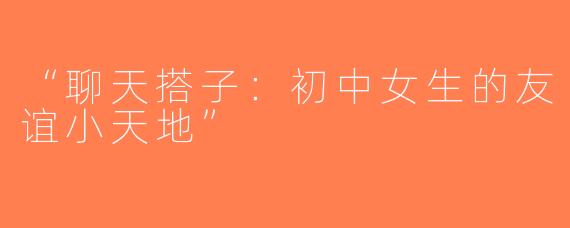 “聊天搭子：初中女生的友谊小天地”