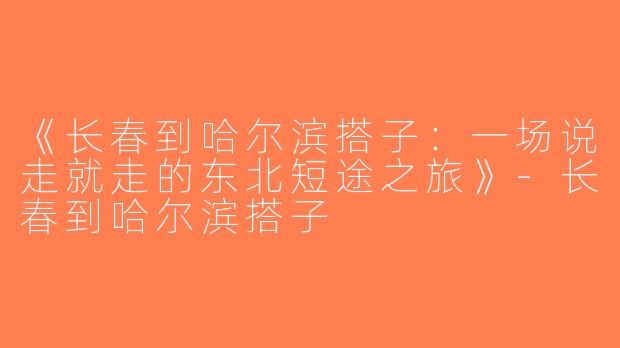 《长春到哈尔滨搭子：一场说走就走的东北短途之旅》-长春到哈尔滨搭子