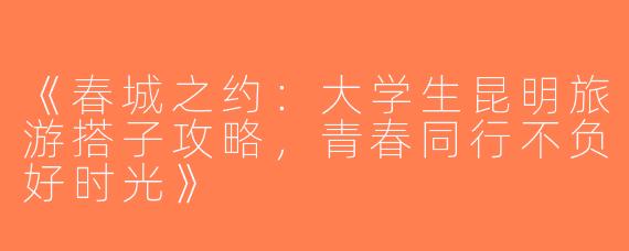 《春城之约：大学生昆明旅游搭子攻略，青春同行不负好时光》
