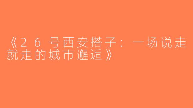 《26号西安搭子：一场说走就走的城市邂逅》