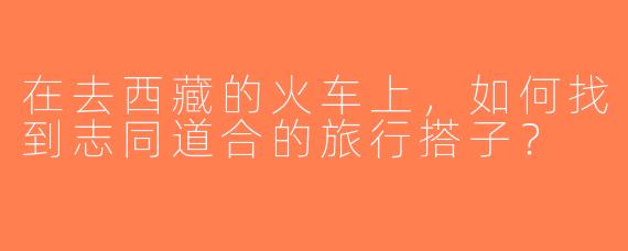 在去西藏的火车上，如何找到志同道合的旅行搭子？