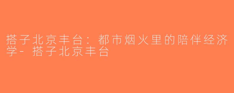 搭子北京丰台:都市烟火里的陪伴经济学-搭子北京丰台