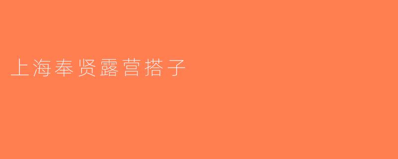 上海奉贤露营搭子