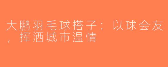 大鹏羽毛球搭子：以球会友，挥洒城市温情
