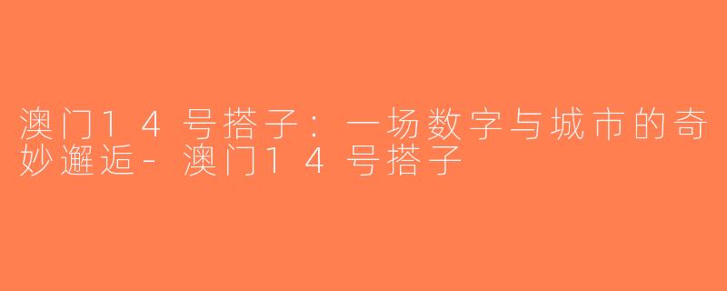 澳门14号搭子：一场数字与城市的奇妙邂逅-澳门14号搭子