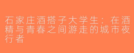 石家庄酒搭子大学生:在酒精与青春之间游走的城市夜行者