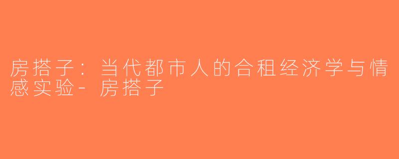 房搭子:当代都市人的合租经济学与情感实验-房搭子