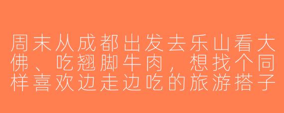 周末从成都出发去乐山看大佛、吃翘脚牛肉，想找个同样喜欢边走边吃的旅游搭子，怎么高效找到靠谱的同行人？