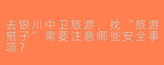 去银川中卫旅游，找“旅游搭子”需要注意哪些安全事项？