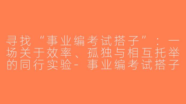 寻找“事业编考试搭子”：一场关于效率、孤独与相互托举的同行实验-事业编考试搭子