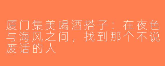 厦门集美喝酒搭子:在夜色与海风之间,找到那个不说废话的人